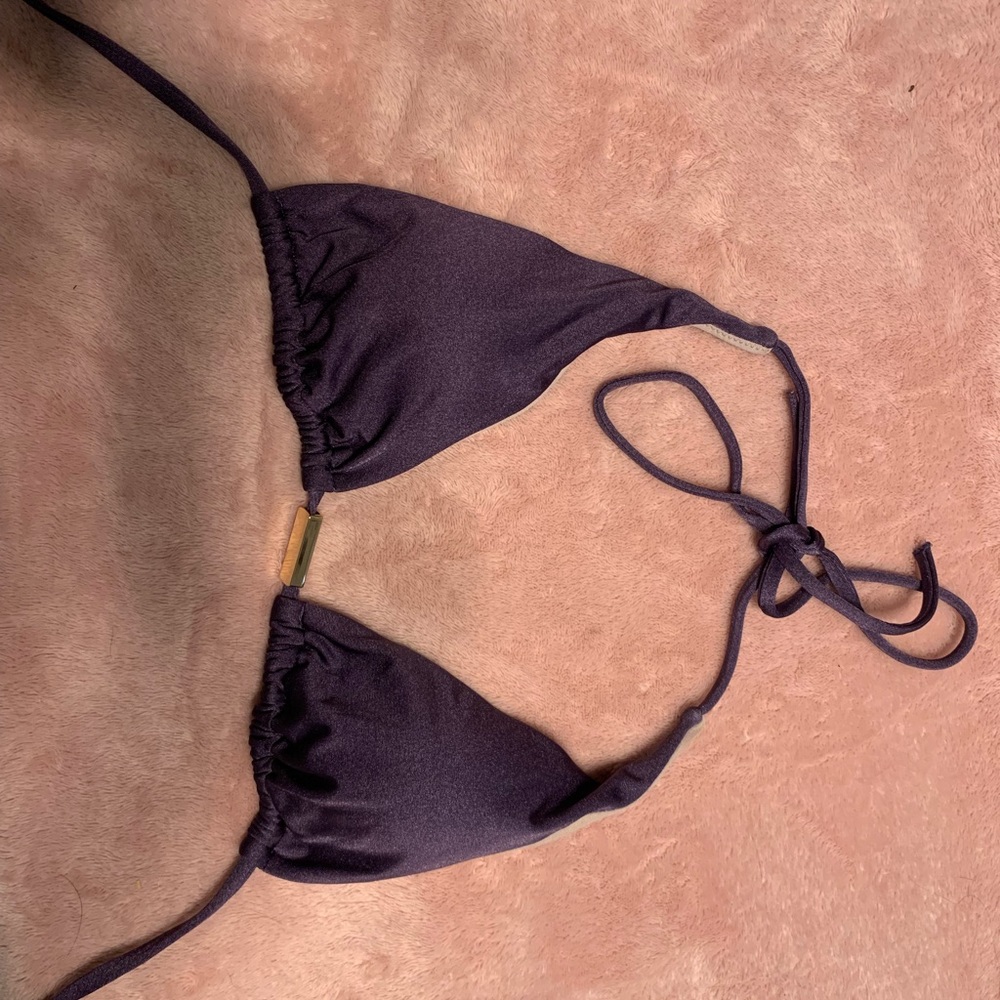 Purple bikini top with gold